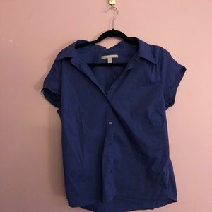 Blue Structured Short Sleeve Shirt